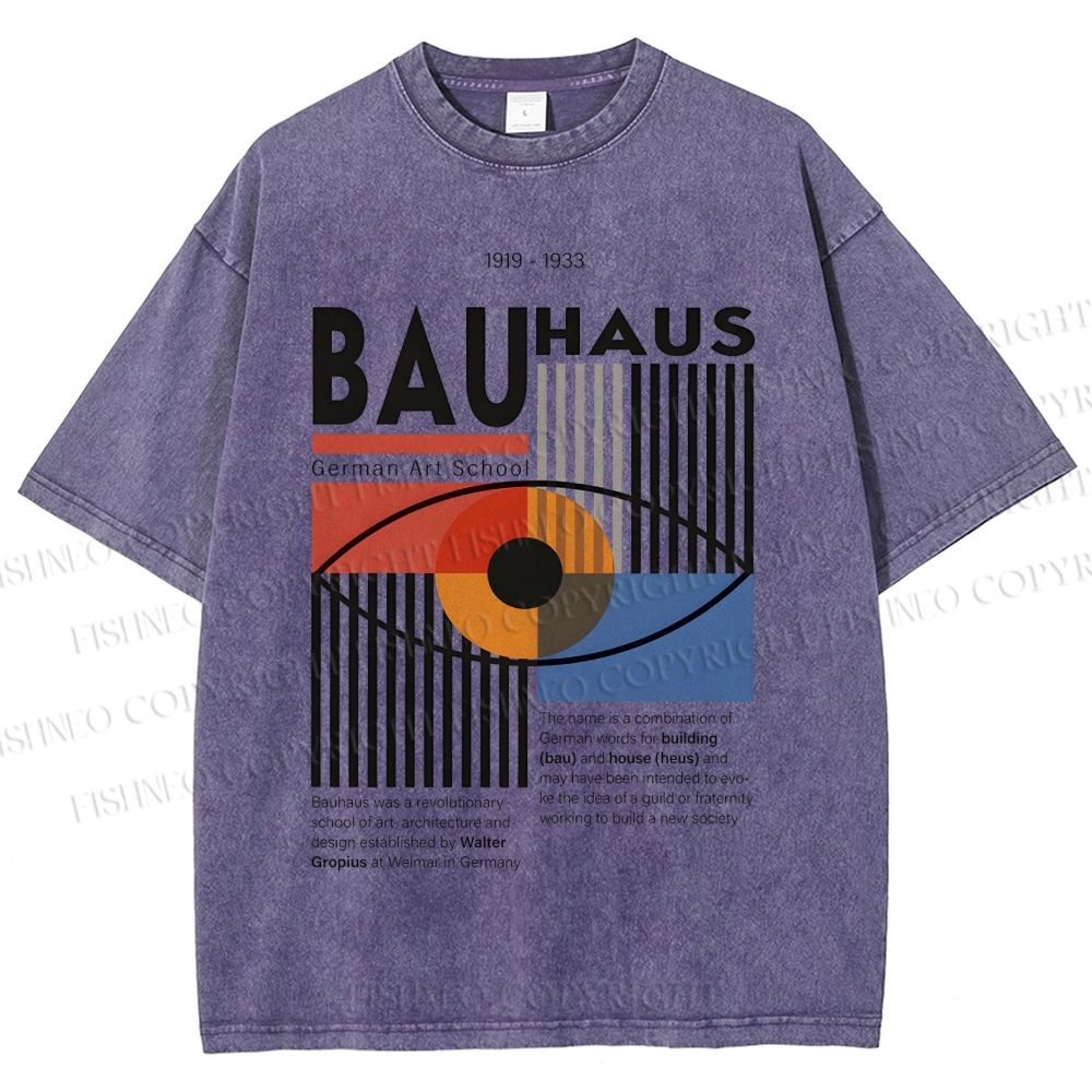 Unisex Bauhaus Geometric Eyes Printed Washed Tee