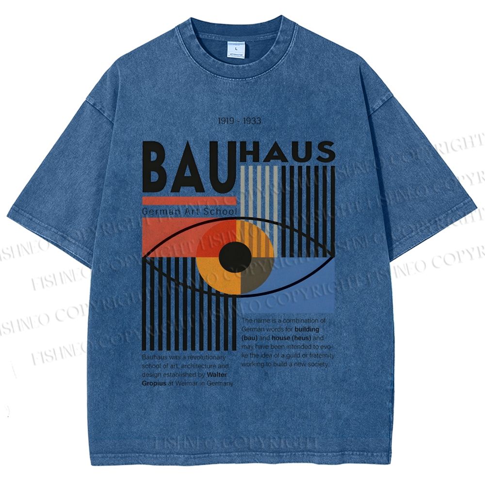 Unisex Bauhaus Geometric Eyes Printed Washed Tee