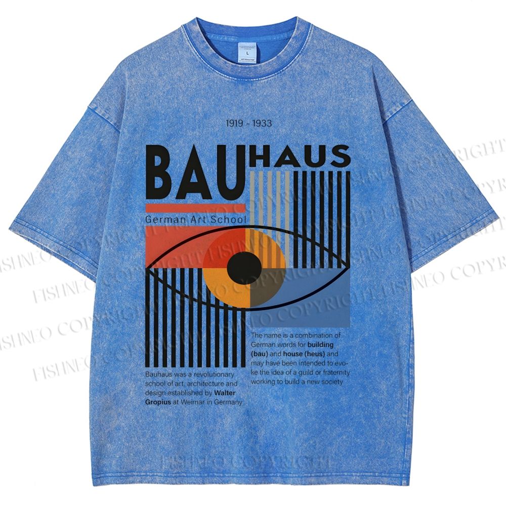 Unisex Bauhaus Geometric Eyes Printed Washed Tee