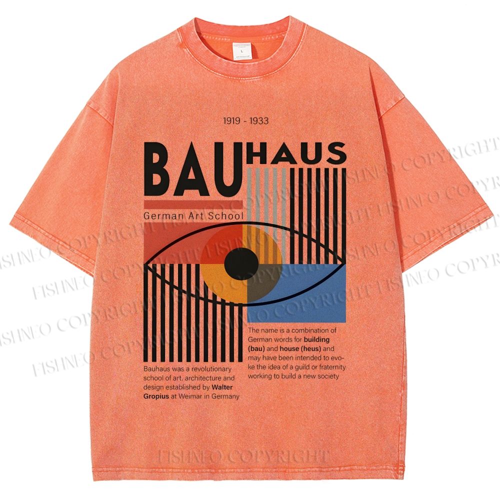 Unisex Bauhaus Geometric Eyes Printed Washed Tee