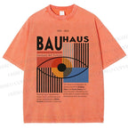 Unisex Bauhaus Geometric Eyes Printed Washed Tee