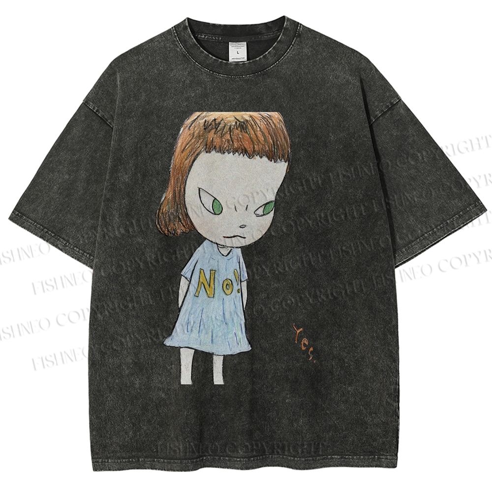 Unisex Yoshitomo Nara Girl Printed Washed Tee