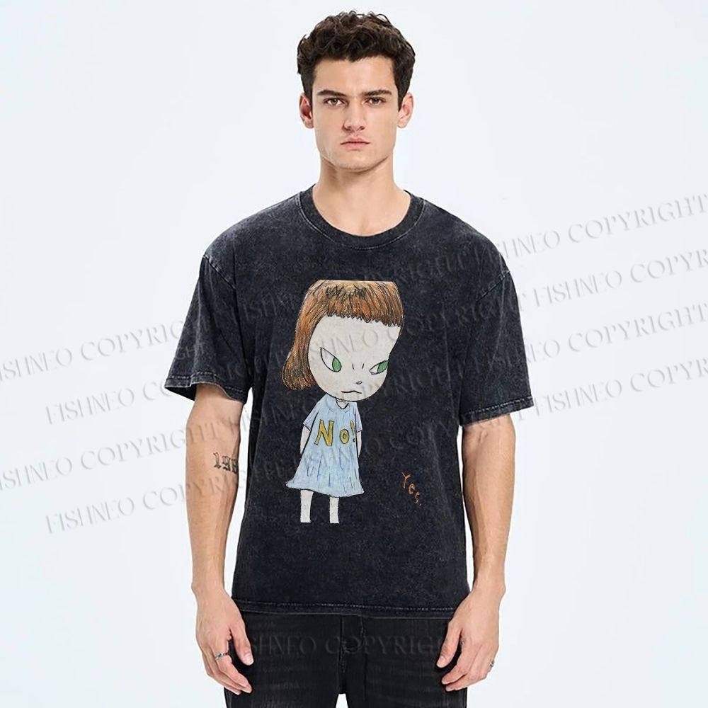 Unisex Yoshitomo Nara Girl Printed Washed Tee