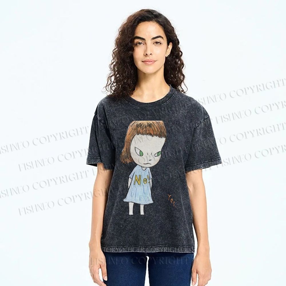 Unisex Yoshitomo Nara Girl Printed Washed Tee