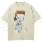 Unisex Yoshitomo Nara Girl Printed Washed Tee