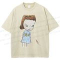 Unisex Yoshitomo Nara Girl Printed Washed Tee