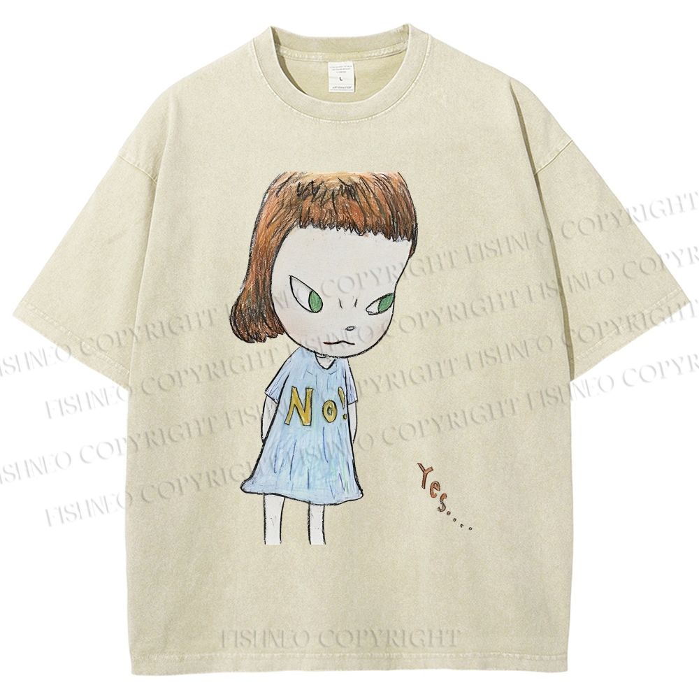 Unisex Yoshitomo Nara Girl Printed Washed Tee