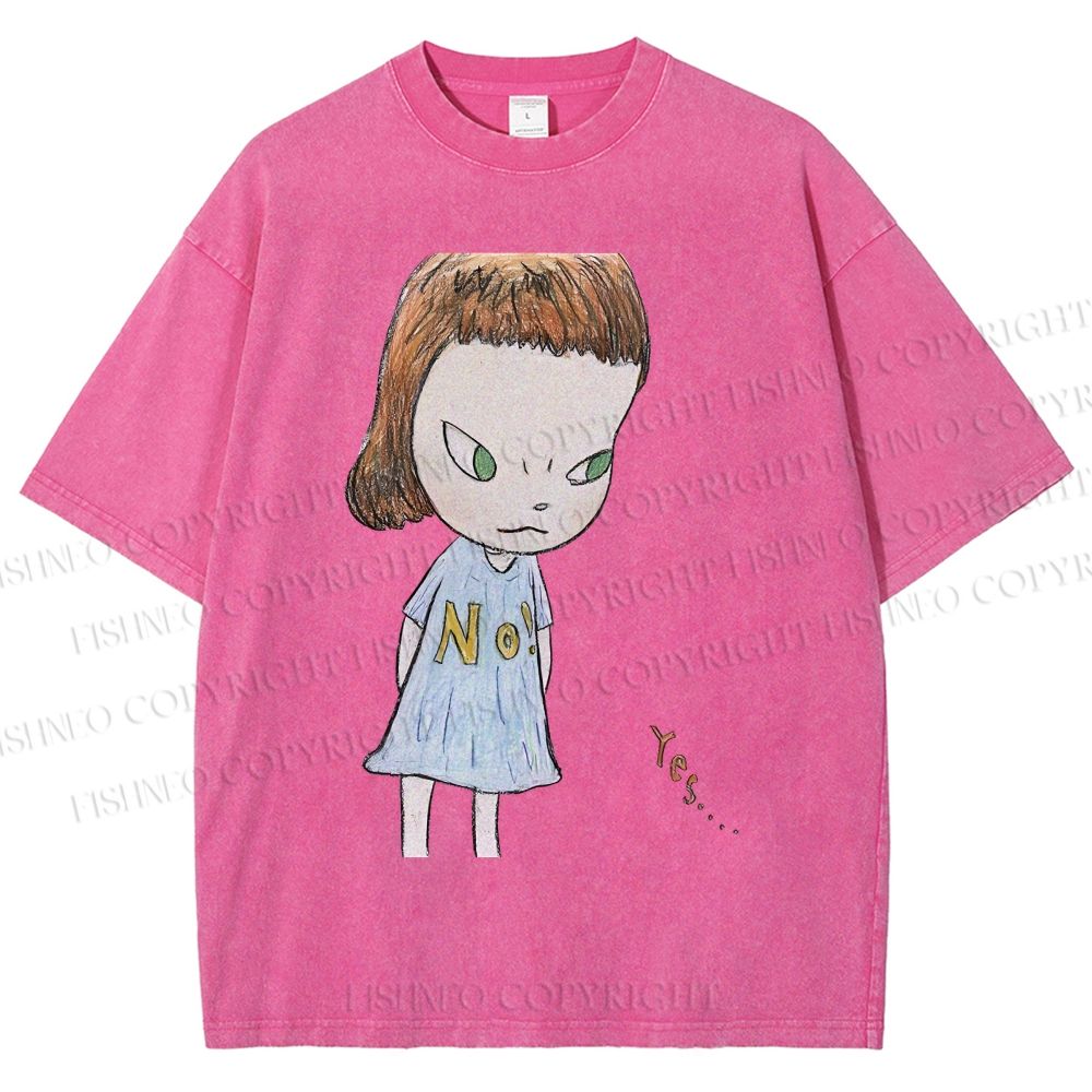 Unisex Yoshitomo Nara Girl Printed Washed Tee