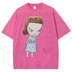Unisex Yoshitomo Nara Girl Printed Washed Tee