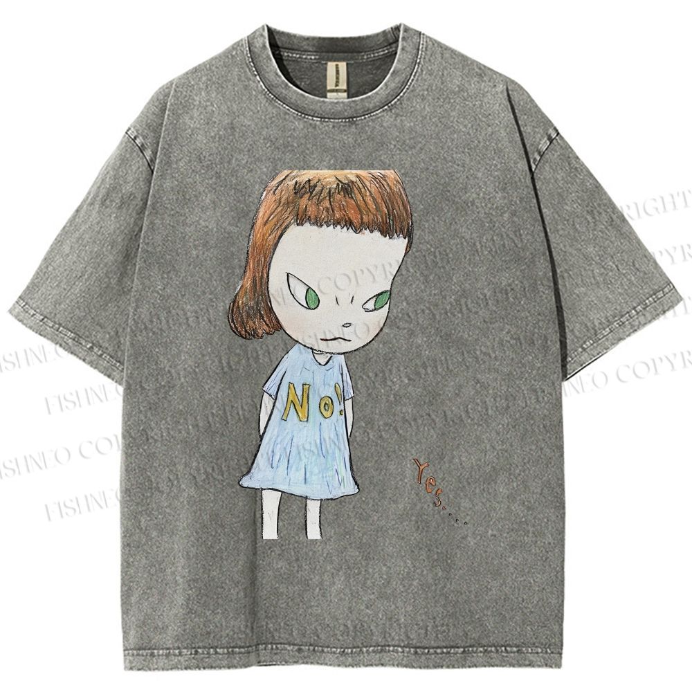 Unisex Yoshitomo Nara Girl Printed Washed Tee