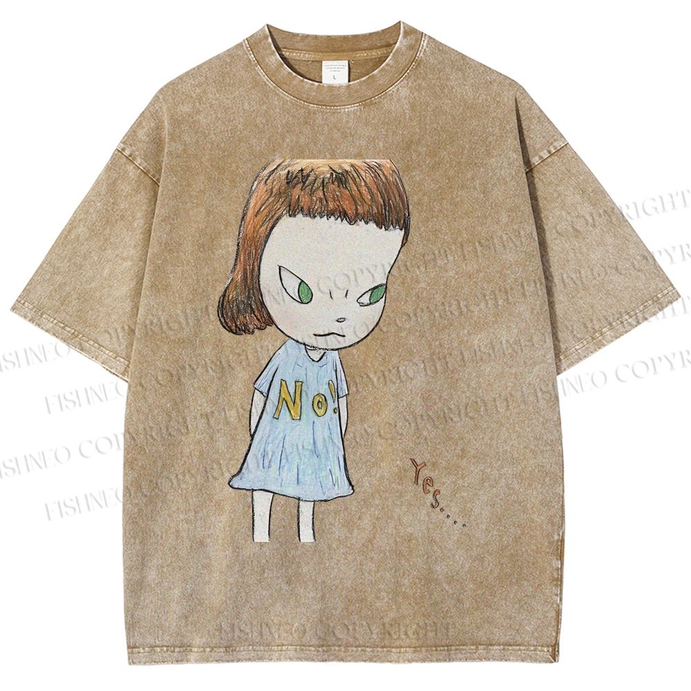 Unisex Yoshitomo Nara Girl Printed Washed Tee