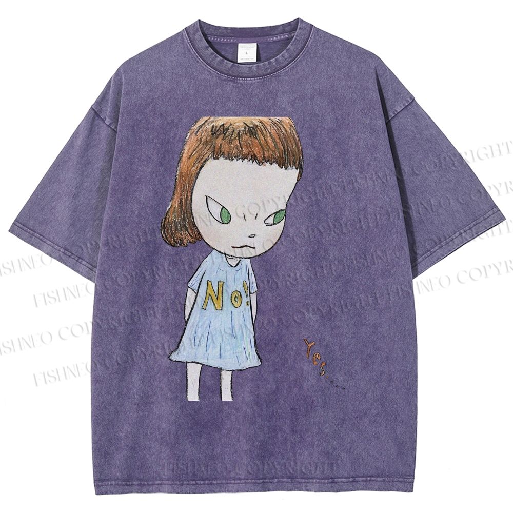 Unisex Yoshitomo Nara Girl Printed Washed Tee