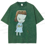 Unisex Yoshitomo Nara Girl Printed Washed Tee