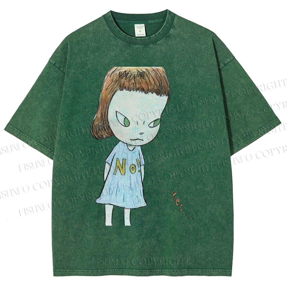 Unisex Yoshitomo Nara Girl Printed Washed Tee