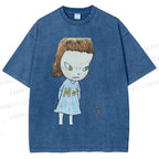 Unisex Yoshitomo Nara Girl Printed Washed Tee