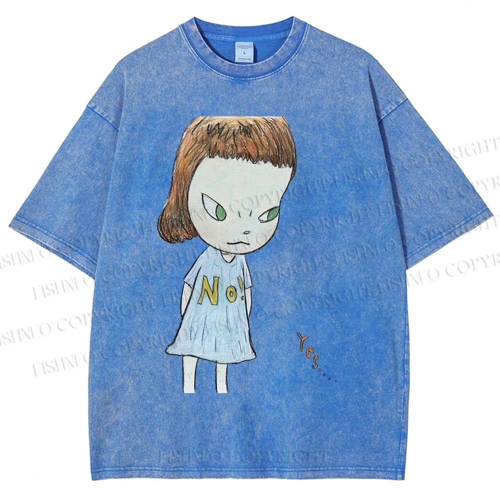 Unisex Yoshitomo Nara Girl Printed Washed Tee