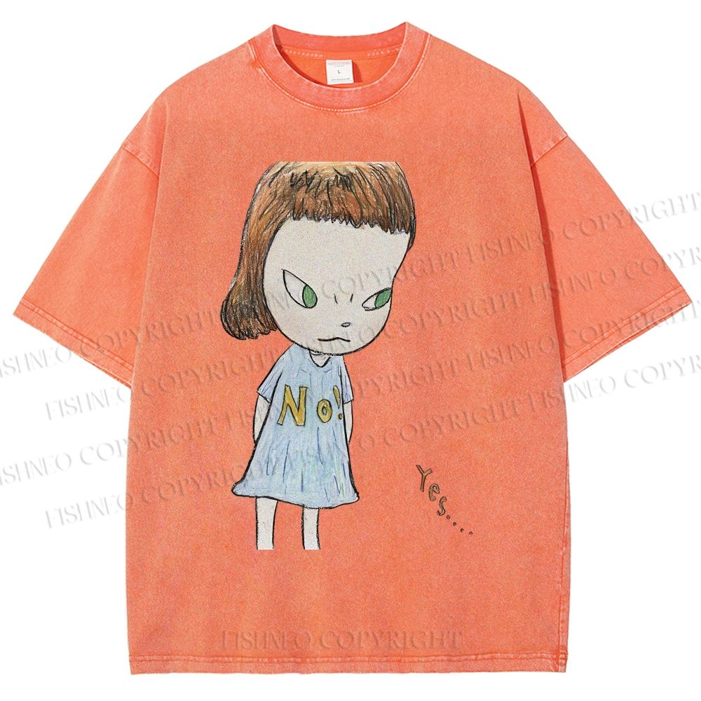 Unisex Yoshitomo Nara Girl Printed Washed Tee