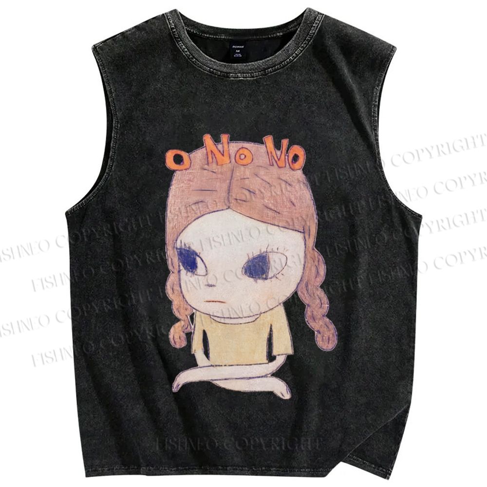 Unisex Yoshitomo Nara No Girl Printed Washed Tank Top