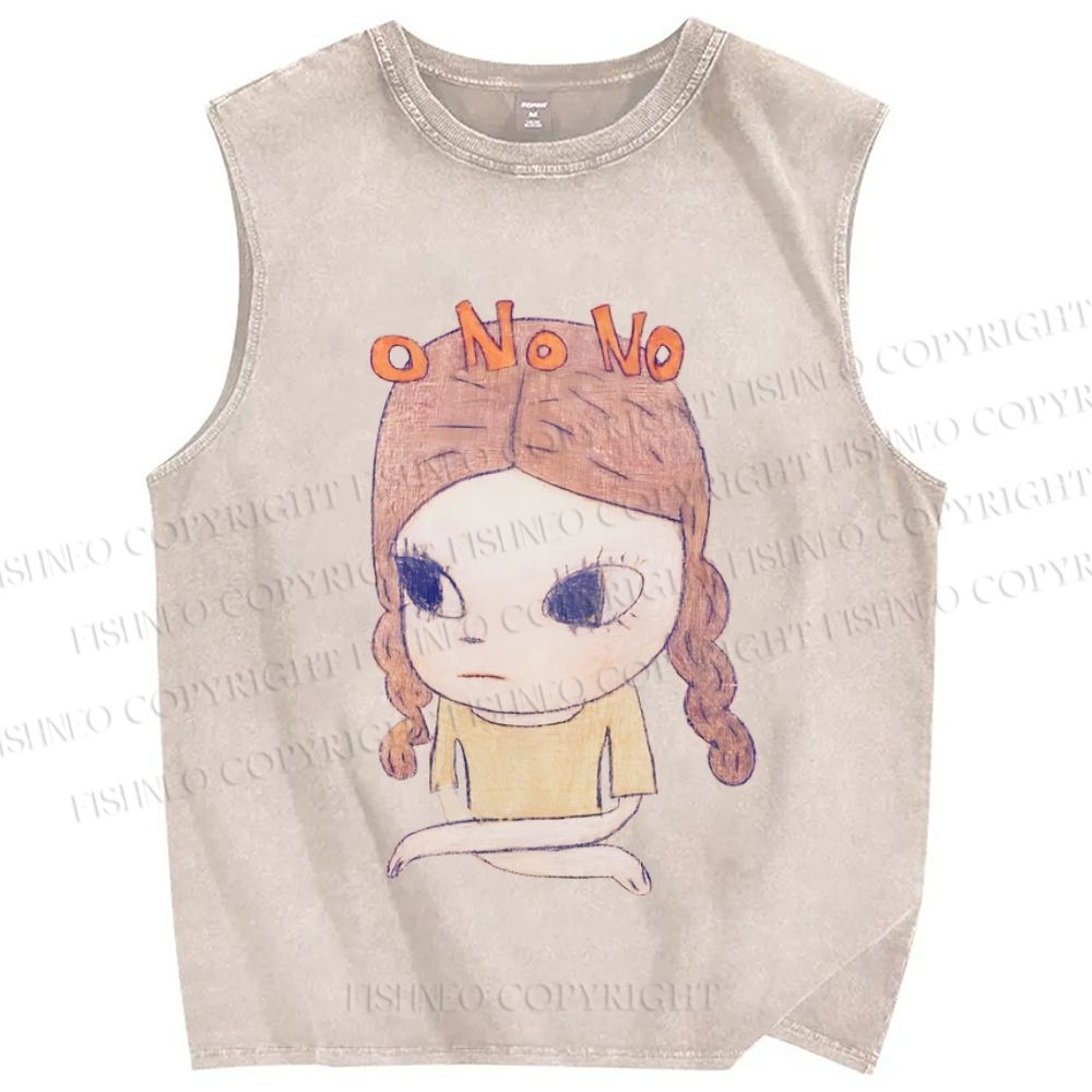 Unisex Yoshitomo Nara No Girl Printed Washed Tank Top