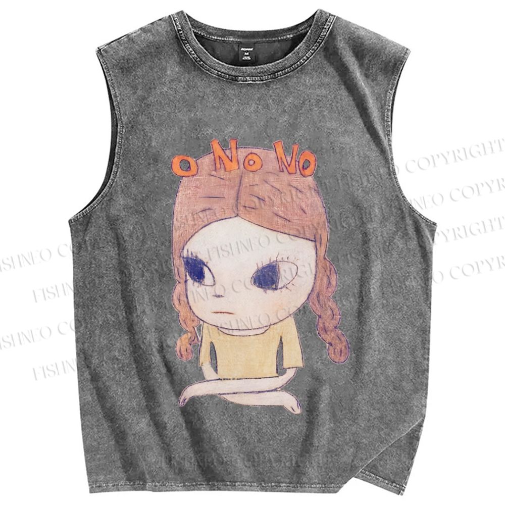 Unisex Yoshitomo Nara No Girl Printed Washed Tank Top