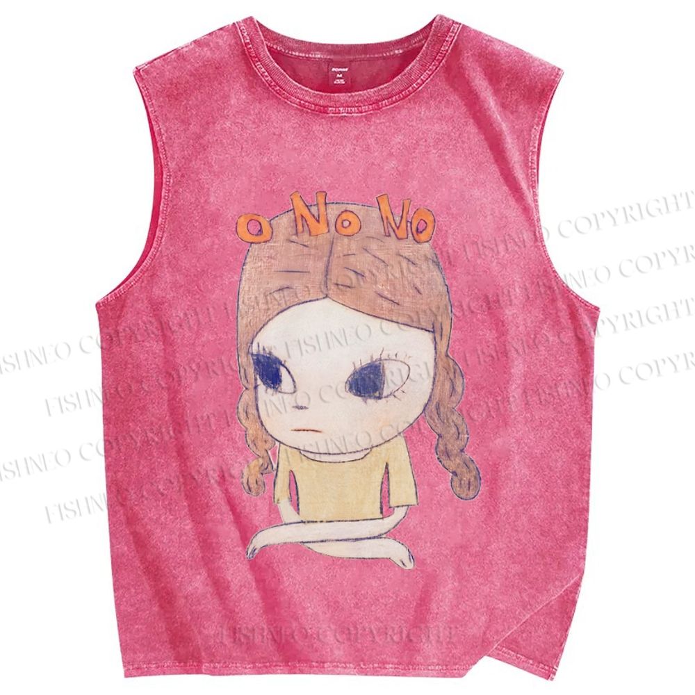 Unisex Yoshitomo Nara No Girl Printed Washed Tank Top