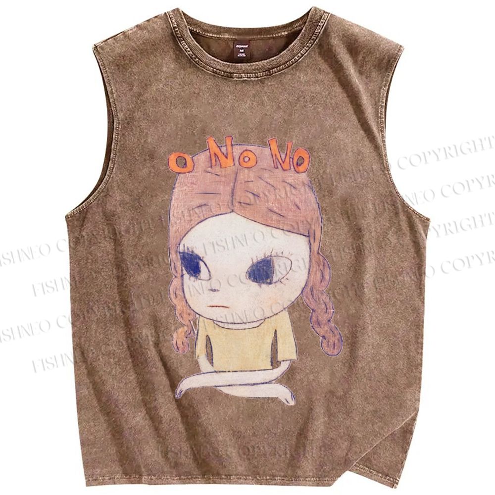 Unisex Yoshitomo Nara No Girl Printed Washed Tank Top