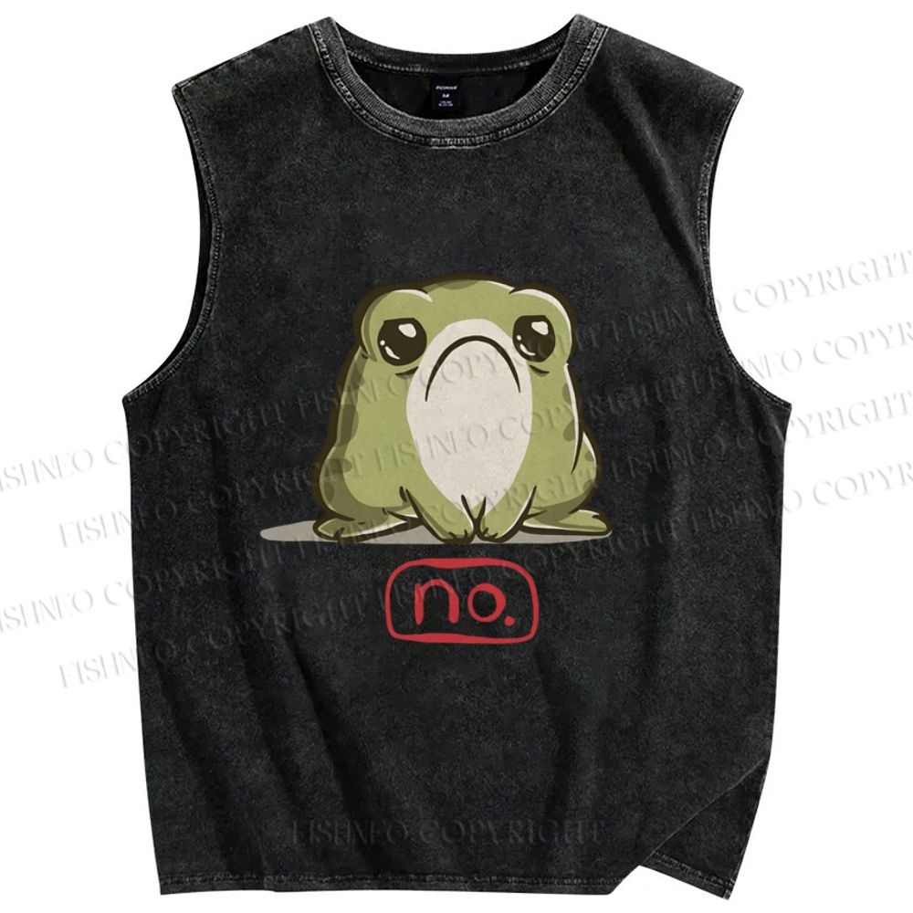 Unisex Frog No Printed Washed Tank Top