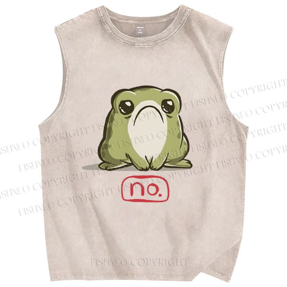 Unisex Frog No Printed Washed Tank Top