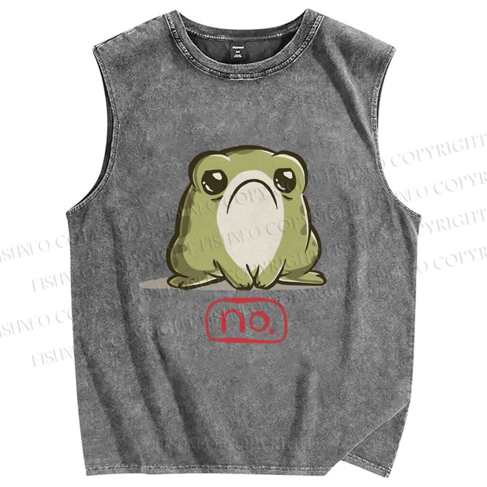 Unisex Frog No Printed Washed Tank Top