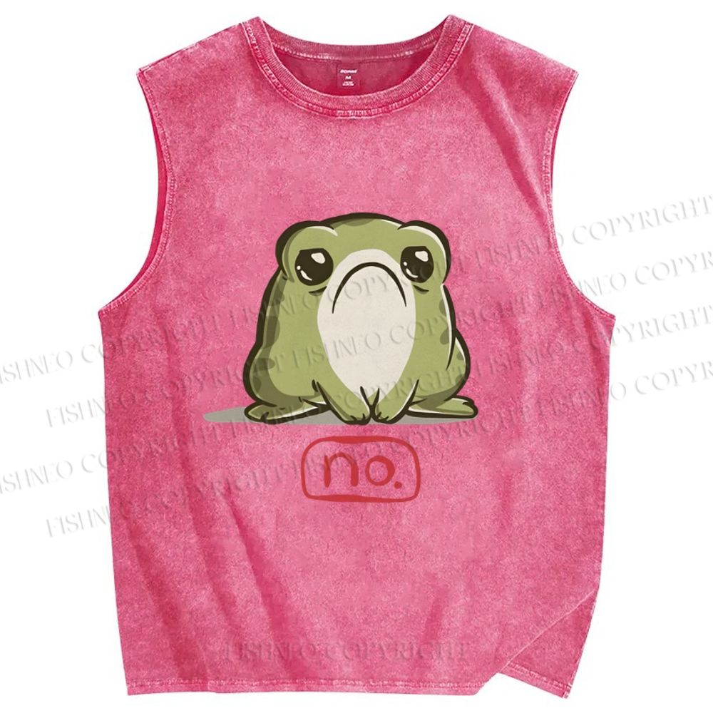 Unisex Frog No Printed Washed Tank Top