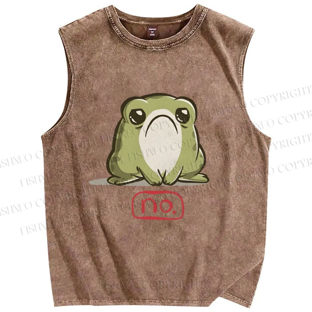 Unisex Frog No Printed Washed Tank Top