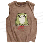 Unisex Frog No Printed Washed Tank Top