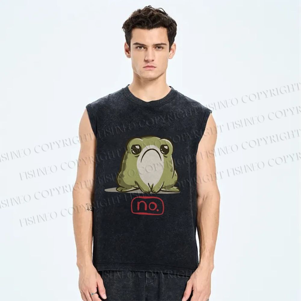 Unisex Frog No Printed Washed Tank Top