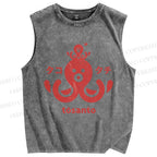 Unisex Octopus Printed Washed Tank Top