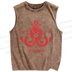 Unisex Octopus Printed Washed Tank Top