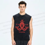 Unisex Octopus Printed Washed Tank Top