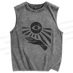 Unisex Art Eyes Hands Printed Washed Tank Top