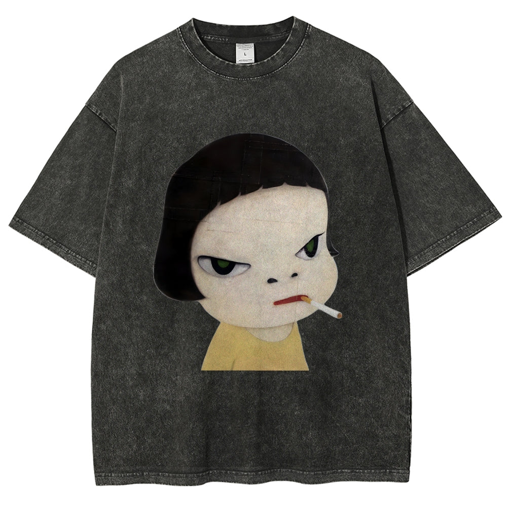 Too Young To Die Smoking Girl Washed T-Shirt