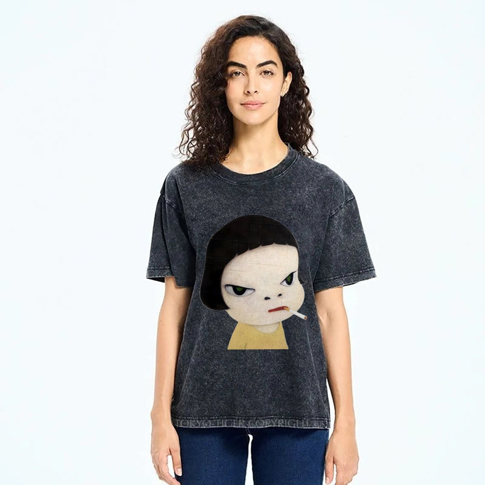 Too Young To Die Smoking Girl Washed T-Shirt