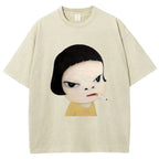 Too Young To Die Smoking Girl Washed T-Shirt
