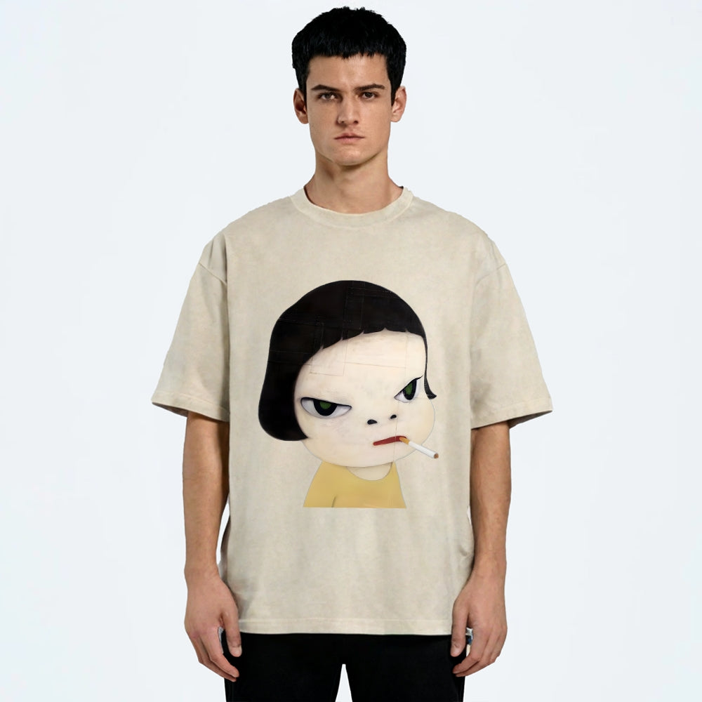 Too Young To Die Smoking Girl Washed T-Shirt