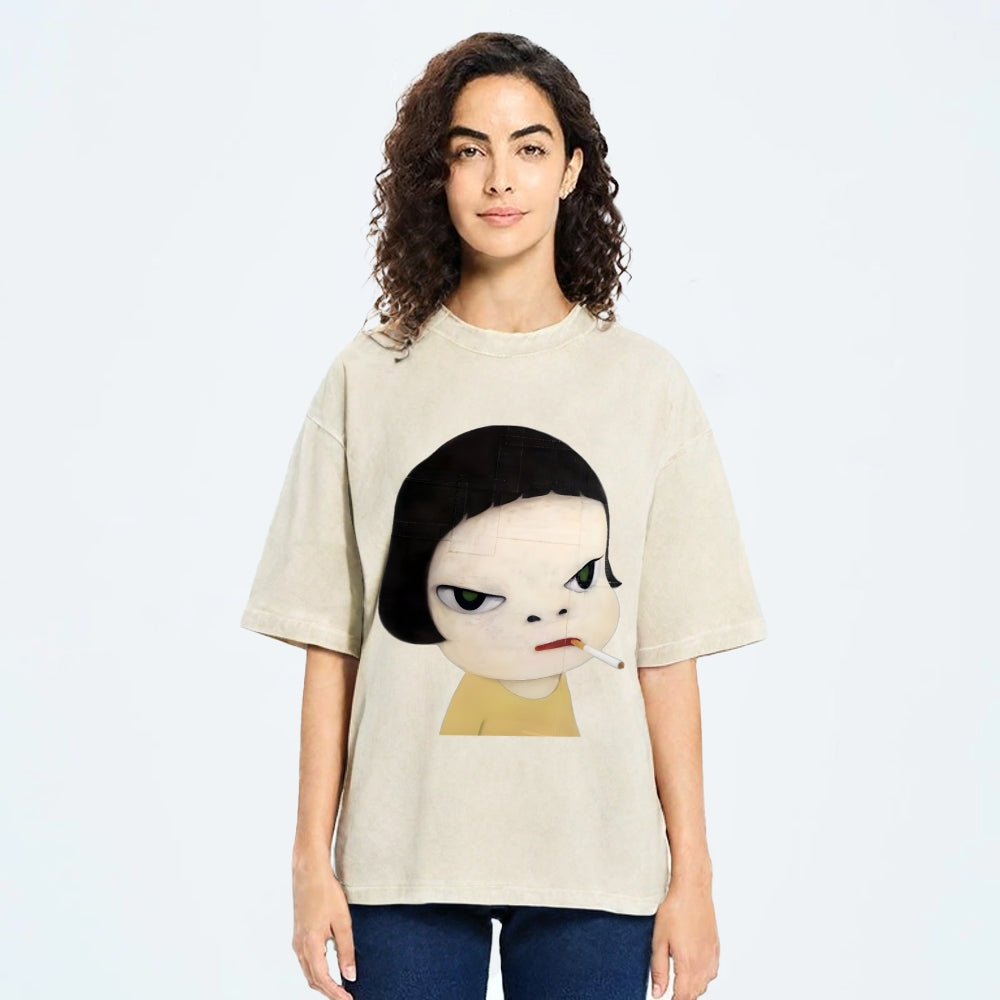 Too Young To Die Smoking Girl Washed T-Shirt