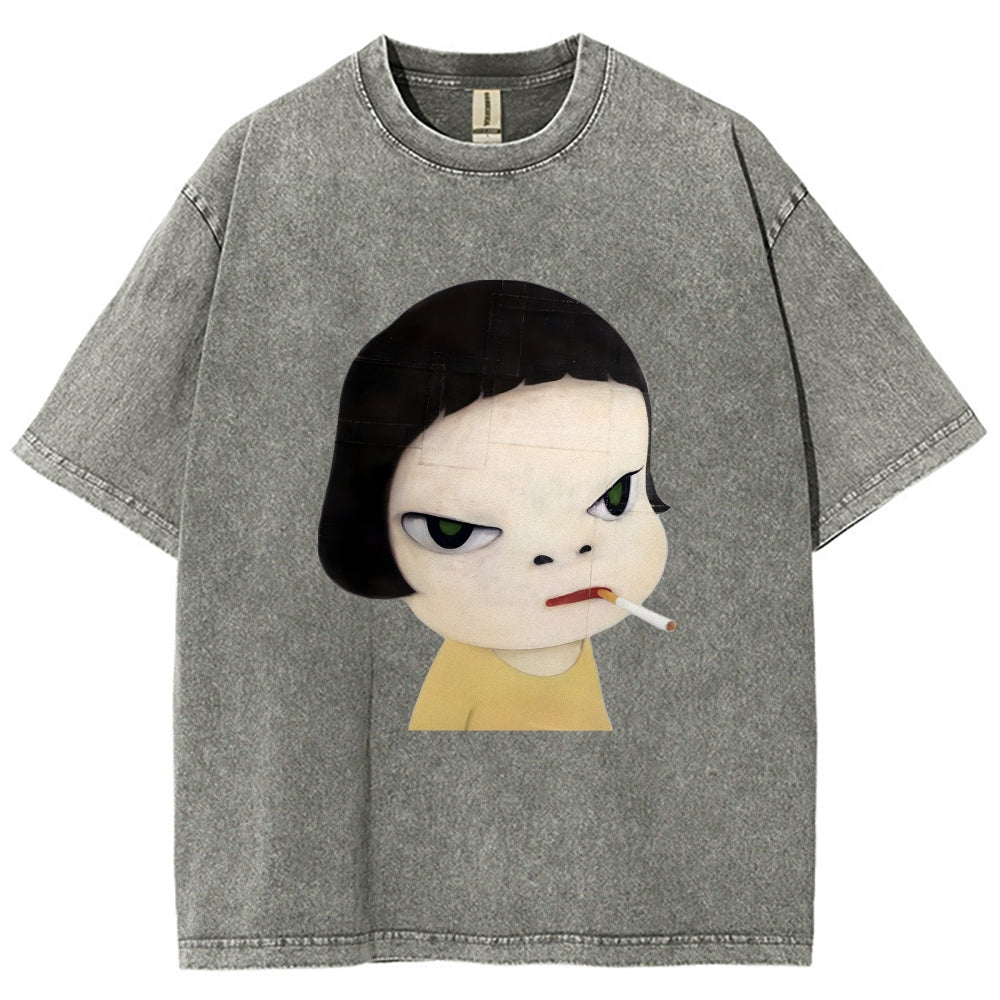 Too Young To Die Smoking Girl Washed T-Shirt