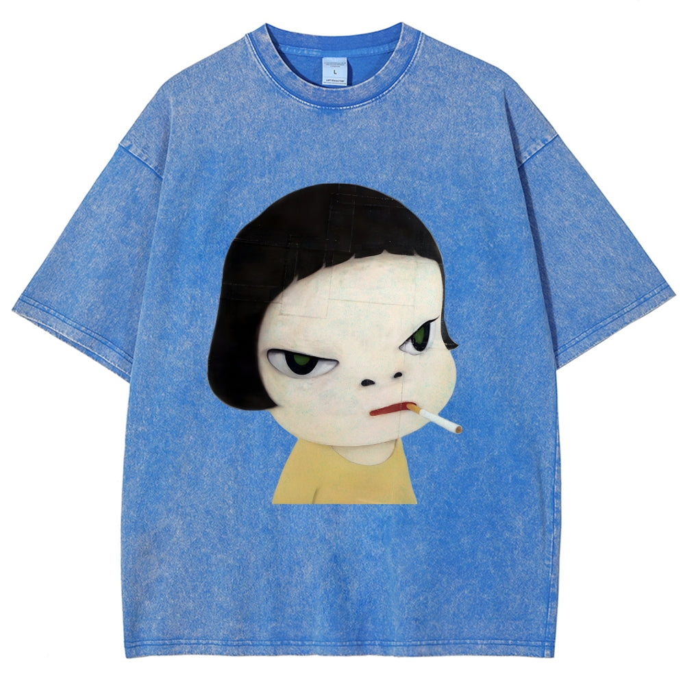Too Young To Die Smoking Girl Washed T-Shirt
