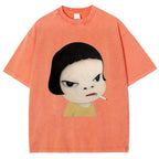 Too Young To Die Smoking Girl Washed T-Shirt