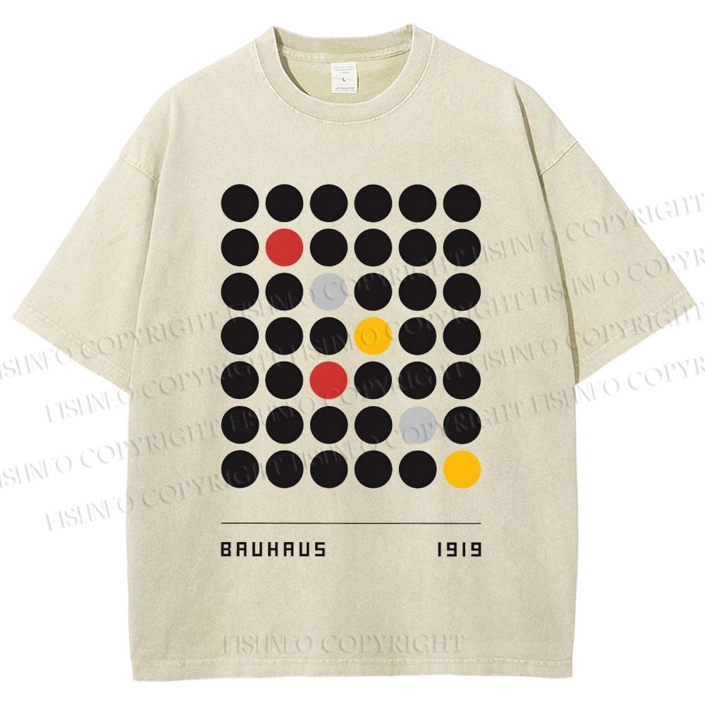 Unisex Bauhaus Geometric Circle Printed Washed Tee