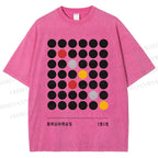 Unisex Bauhaus Geometric Circle Printed Washed Tee