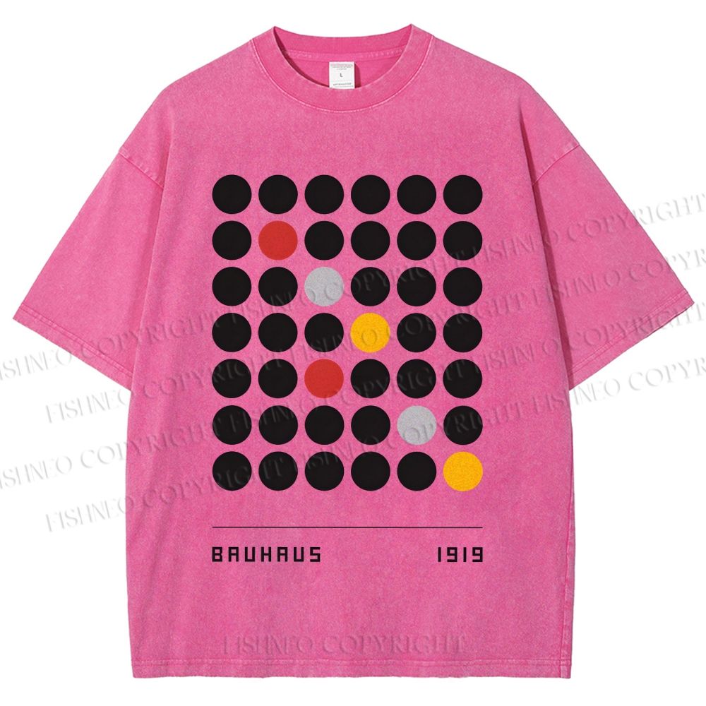 Unisex Bauhaus Geometric Circle Printed Washed Tee