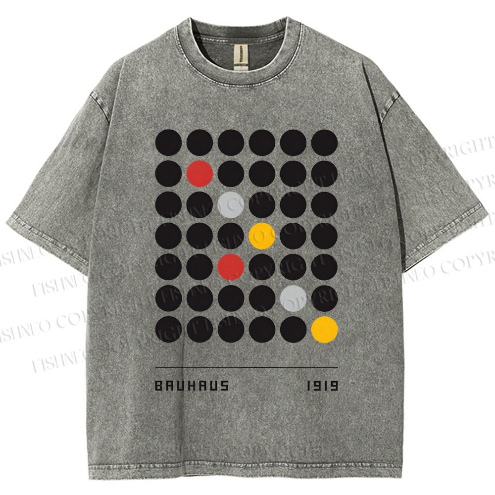 Unisex Bauhaus Geometric Circle Printed Washed Tee