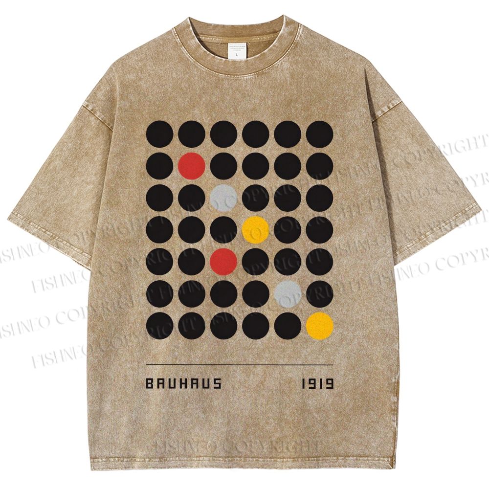 Unisex Bauhaus Geometric Circle Printed Washed Tee